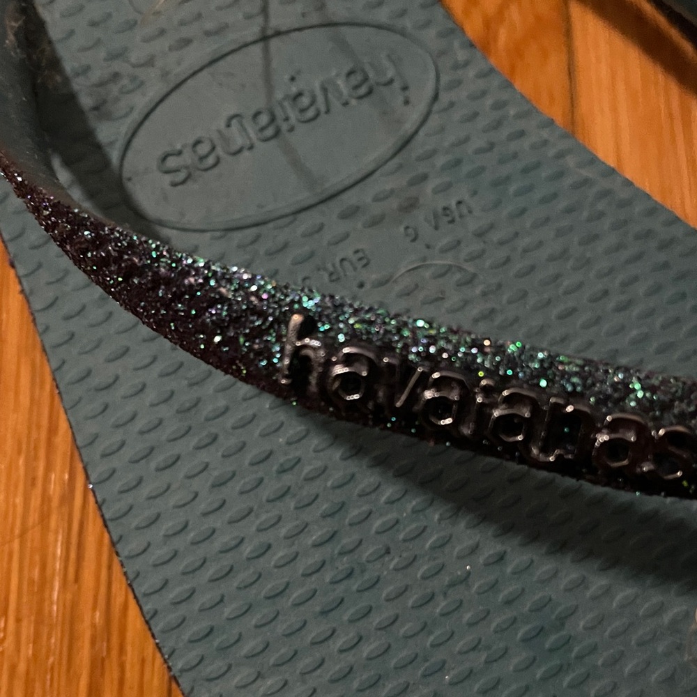 Havaianas Teal and Glitter Flip Flops - Picture 4 of 4